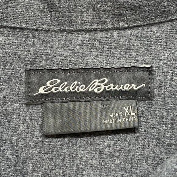 Eddie Bauer Men's Shirt Jacket XL Gray Chamois Flannel Heavyweight Shacket EUC - Picture 7 of 9